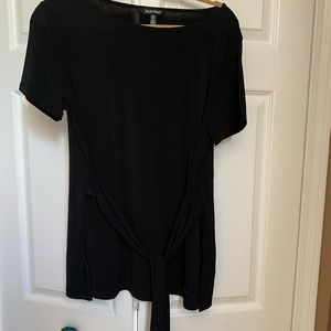 Top with faux tie at waist.